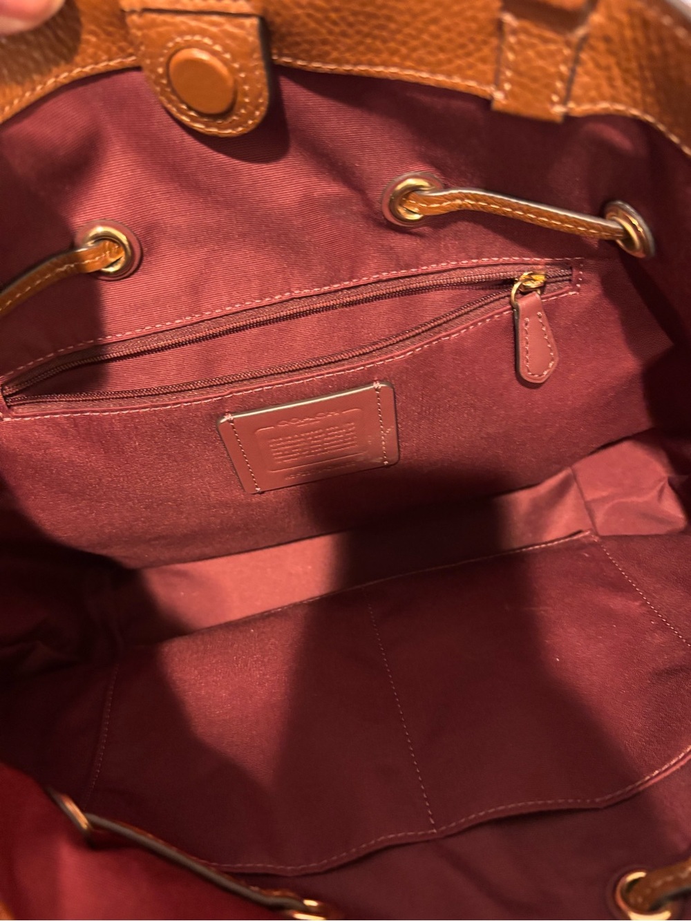 Coach Andy Chestnut Suede Tote with Tassel Accents - Picture 4 of 7